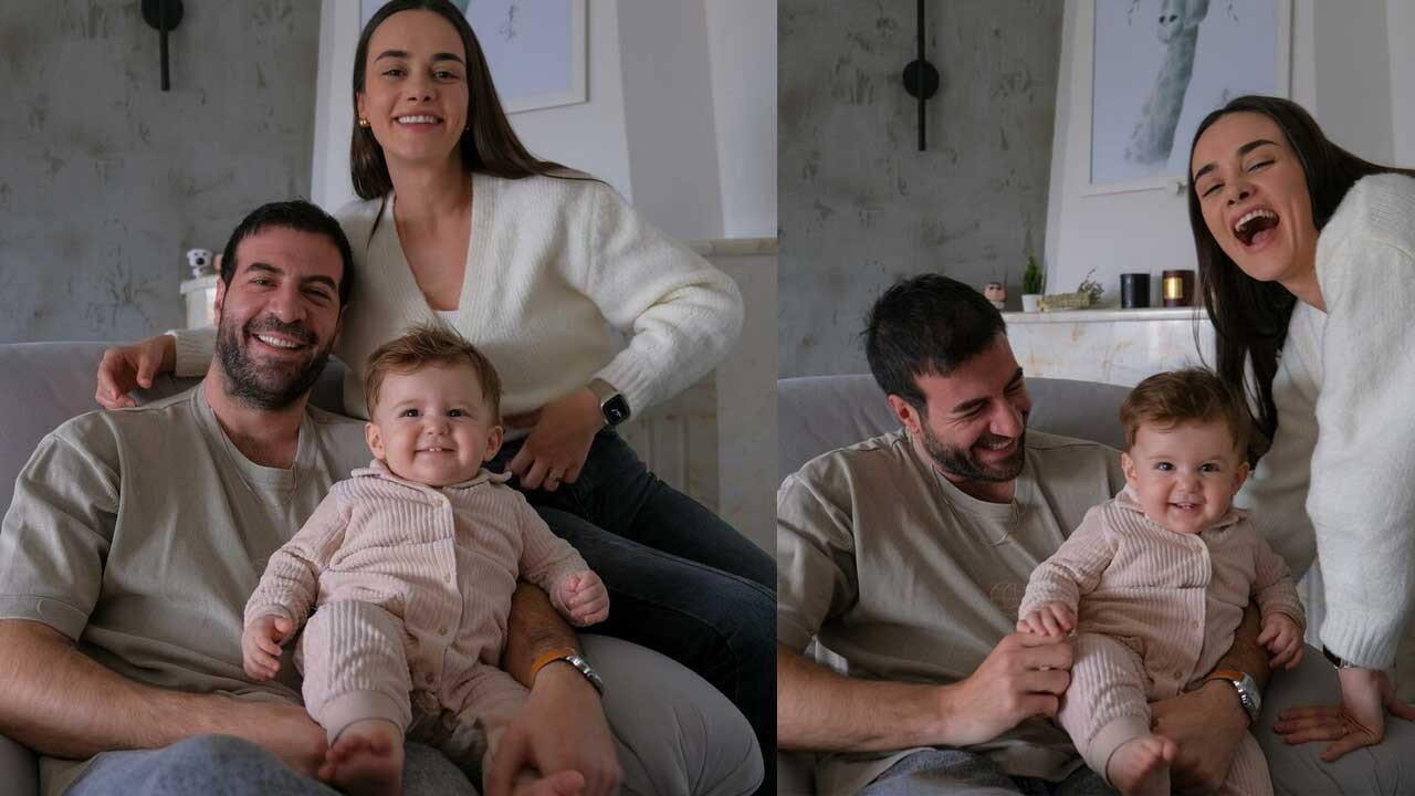 Hande Soral ve İsmail Demirci den aile pozu geldi Ali nin yüzü ilk kez