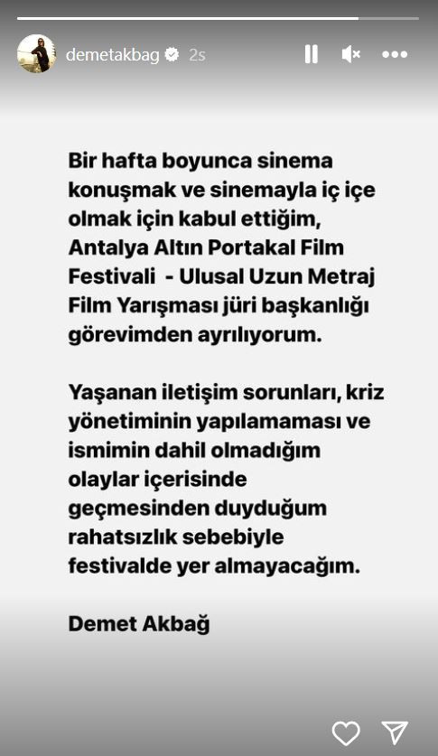 Demet Akbağ, Altın Portakal Film Festivali jüri başkanlığından istifa etti - Resim : 1