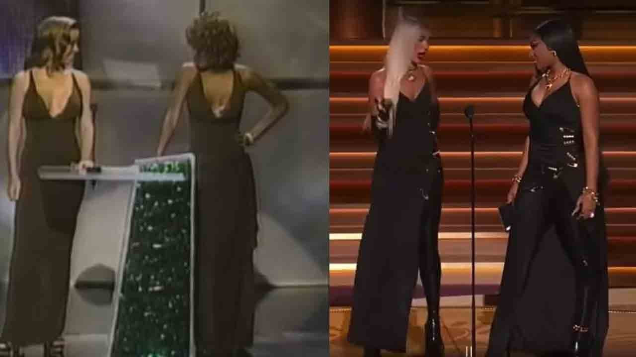 Dua Lipa ve Megan Thee Stallion, Grammy'de ikonik Whitney Houston, Mariah Carey şakasını canlandırdı