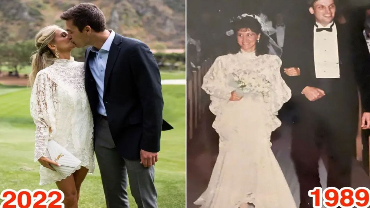 Annesinin orijinal gelinliğini 30 yıl sonra elbiseye dönüştürdü