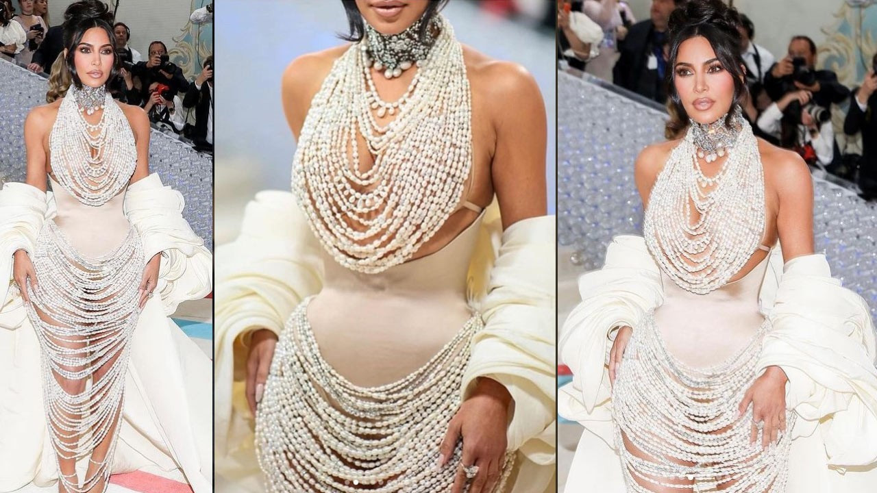 Kim Kardashian'ın elbisesine 50 bin tane inci kullanıldı