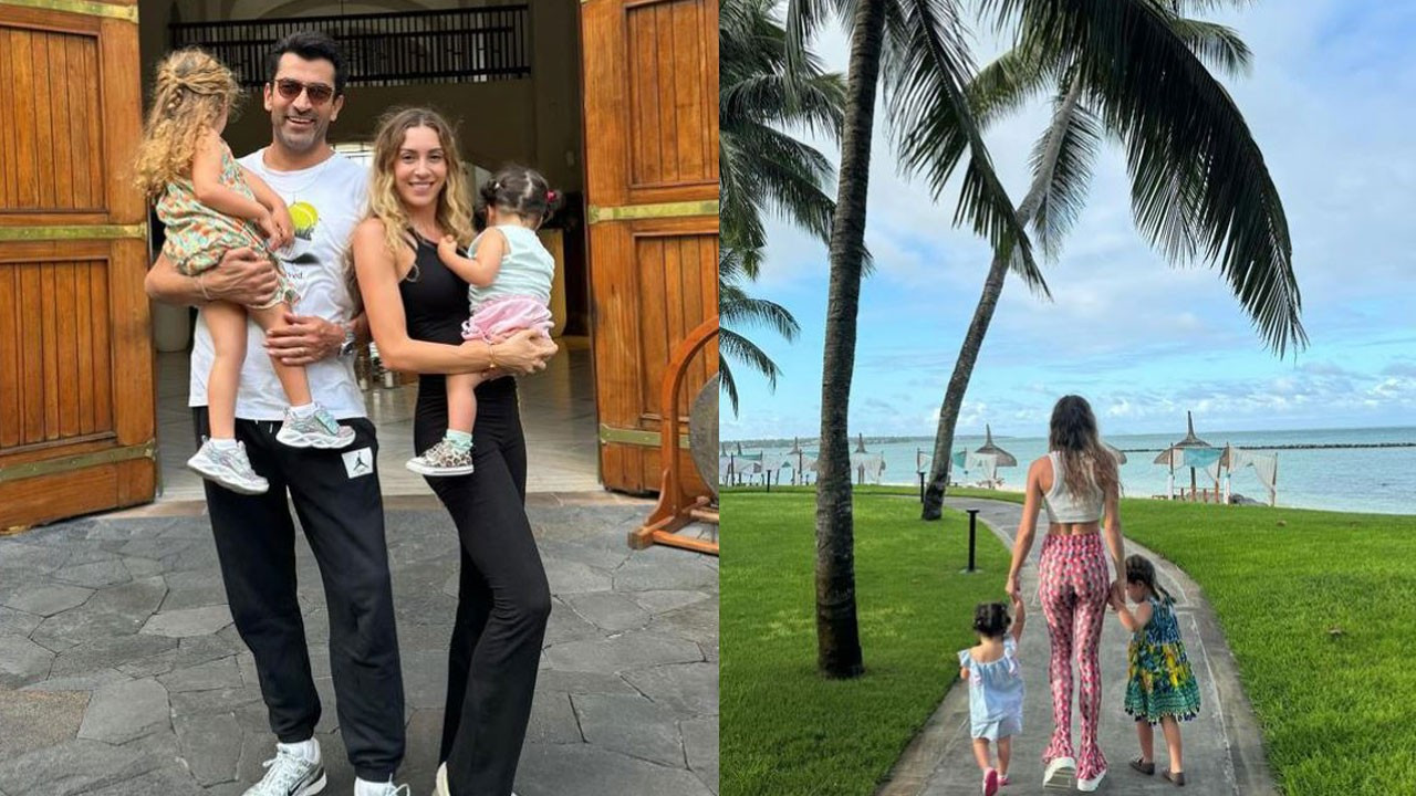 Eşi ve kızlarıyla Mauritius'a giden Sinem Kobal'dan yeni kareler