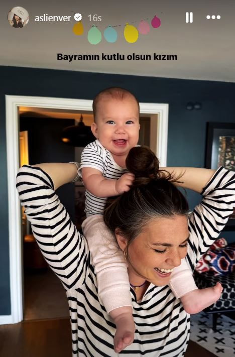 Aslı Enver'in minik kızı Elay ile coşkulu bayram sevinci