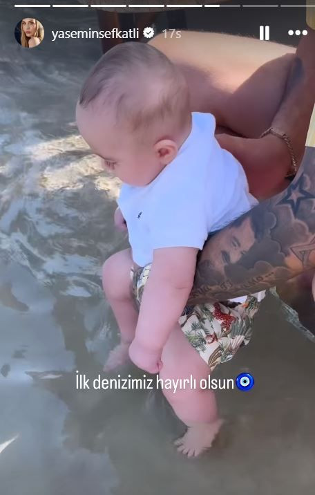 İdo ve Yasemin Tatlıses çifti oğulları ile tatile çıktı: İlk denizimiz hayırlı olsun