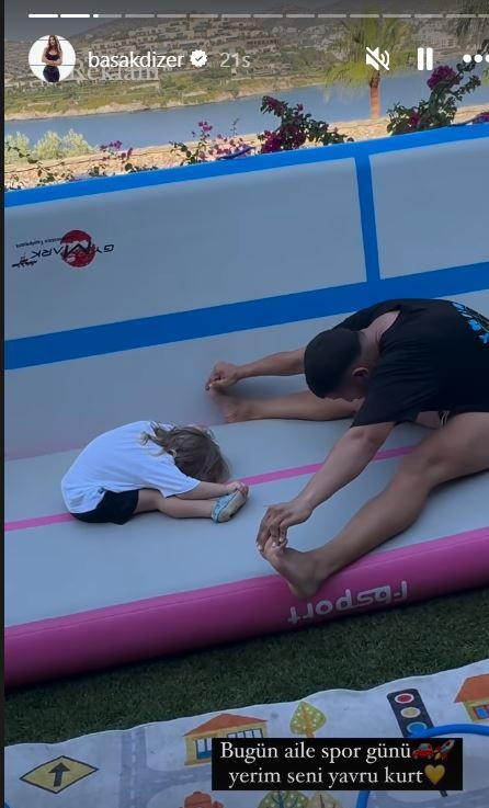Başak Dizer, oğlu Kurt Efe'yle dans ettiği ve spor yaptığı anları paylaştı