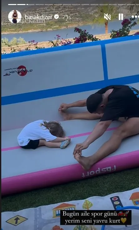 Başak Dizer, oğlu Kurt Efe'yle dans ettiği ve spor yaptığı anları paylaştı