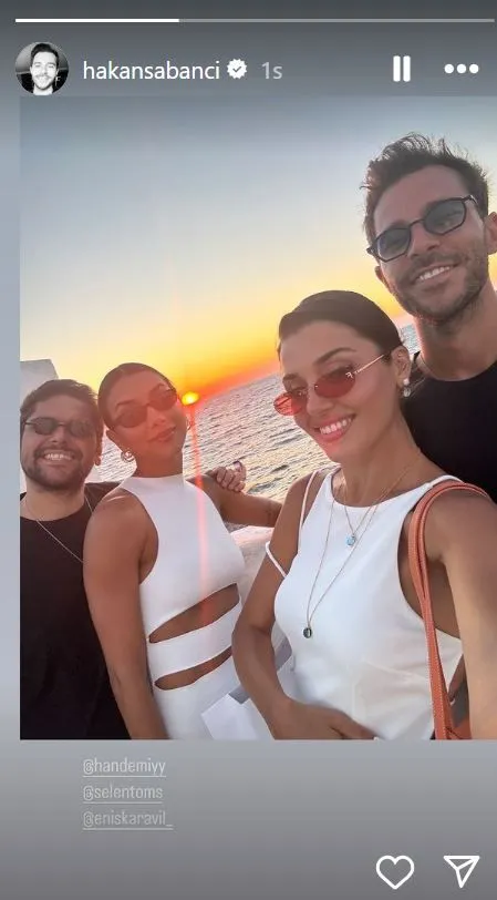 Hakan Sabancı'dan sevgilisi Hande Erçel ile Mikonos tatilinden paylaşım