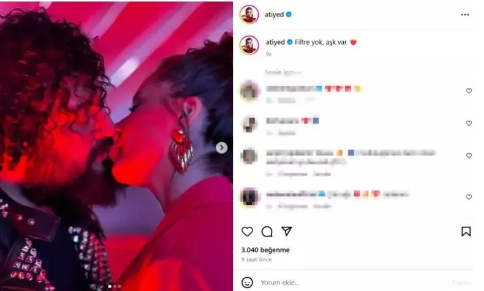 Atiye aşka geldi! Eşiyle dudak dudağa pozlarını yayınladı