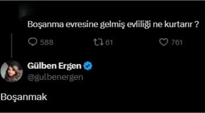 'Evliliği ne kurtarır' sorusuna Gülben Ergen'den yanıt