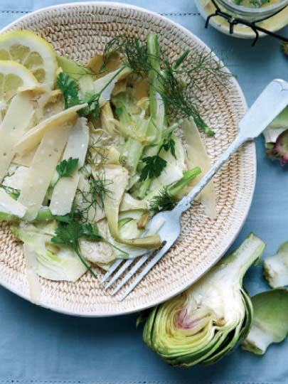 Rezene, enginar ve parmesanlı salata