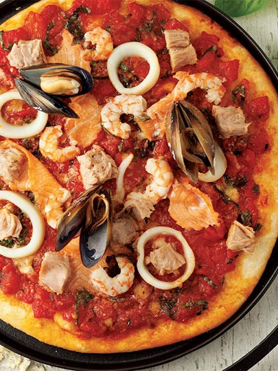 Deniz ürünlü Akdeniz pizza